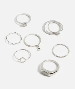 SILVER MINIMAL JEWEL RING PACK