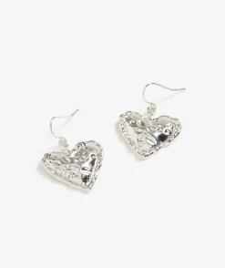 SILVER MOLTEN HEART DROP