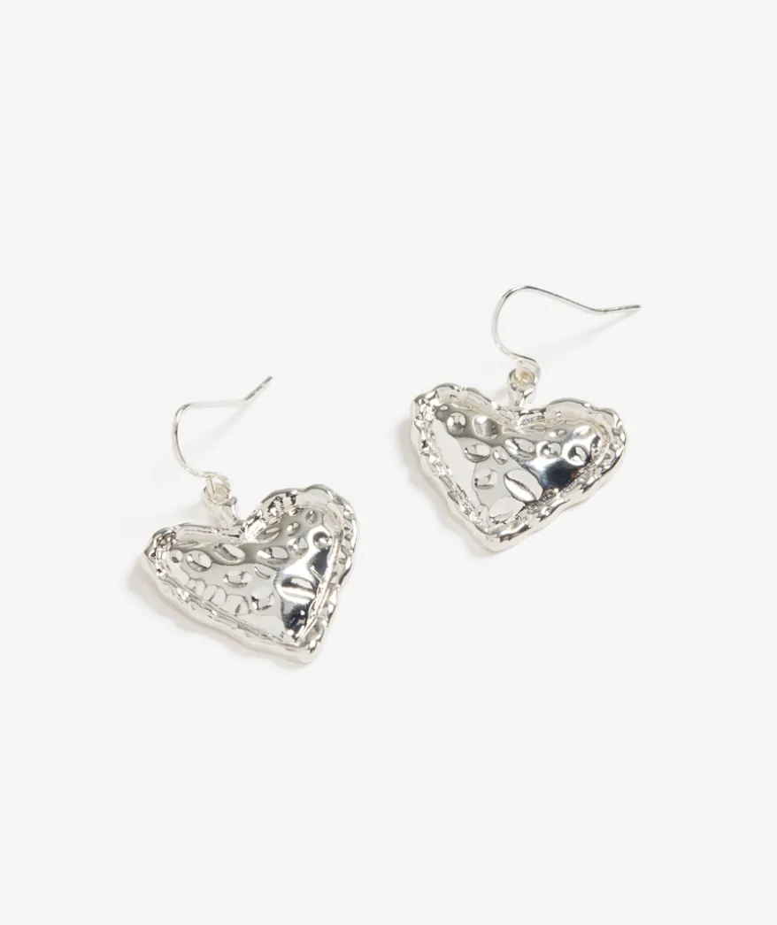 SILVER MOLTEN HEART DROP