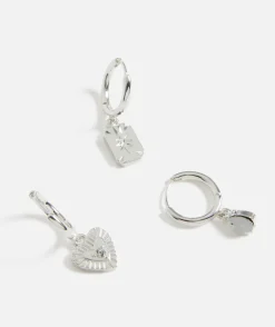 SILVER PLATED CELESTIAL HUGGIE EARRING PACK