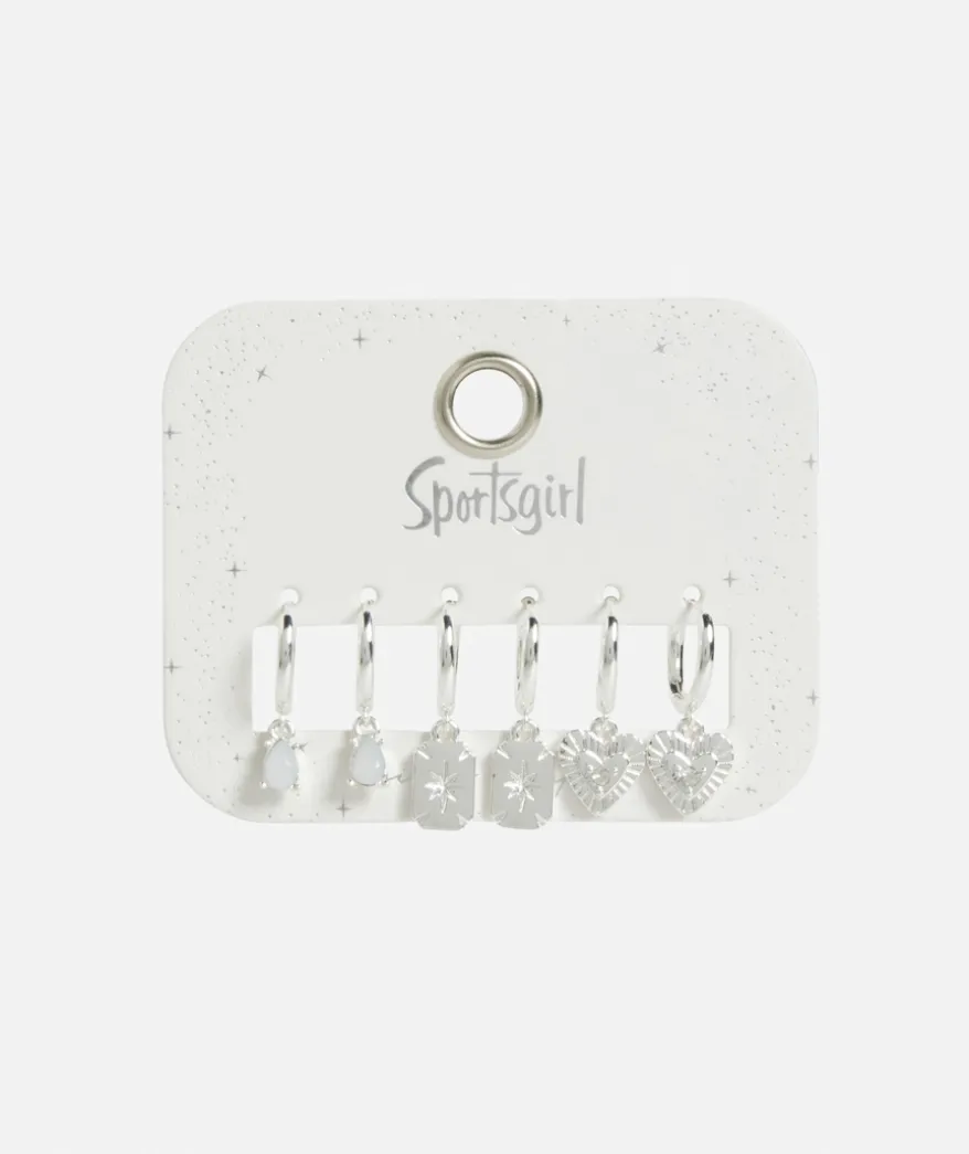SILVER PLATED CELESTIAL HUGGIE EARRING PACK