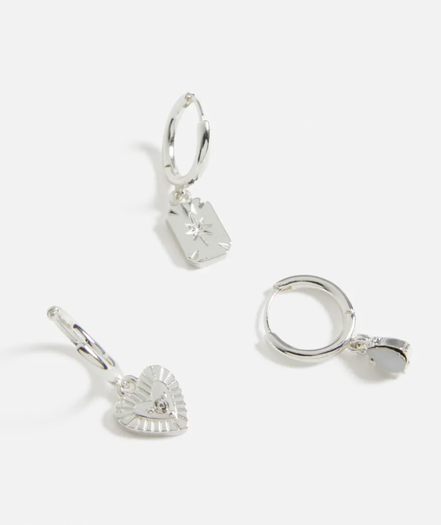 SILVER PLATED CELESTIAL HUGGIE EARRING PACK