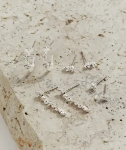 SILVER PLATED DAINTY JEWEL EARRING PACK