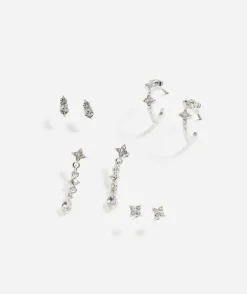 SILVER PLATED DAINTY JEWEL EARRING PACK