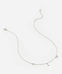 SILVER PLATED HEART ALPHABET NECKLACE