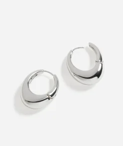 SILVER PLATED OVAL HUGGIE HOOP
