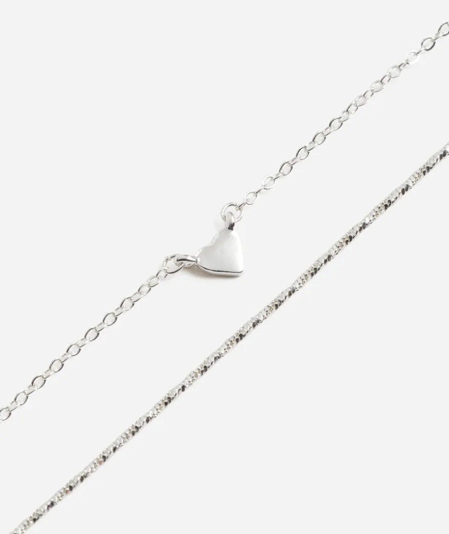 SILVER PLATED THIN HEART CHAIN NECKLACE PACK
