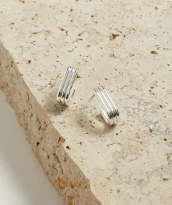 SILVER PLATED TRIPLE OVAL STUD EARRING