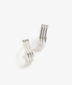 SILVER PLATED TRIPLE OVAL STUD EARRING