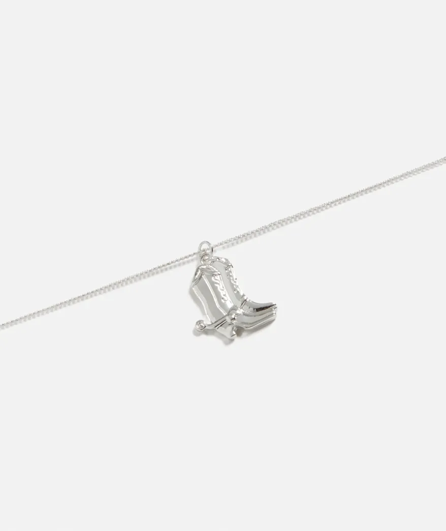 SILVER WESTERN COWGIRL BOOT NECKLACE