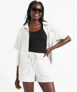 SOFIA LINEN BLEND STRIPE SHORT