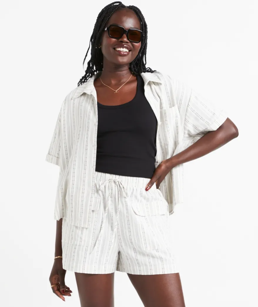 SOFIA LINEN BLEND STRIPE SHORT