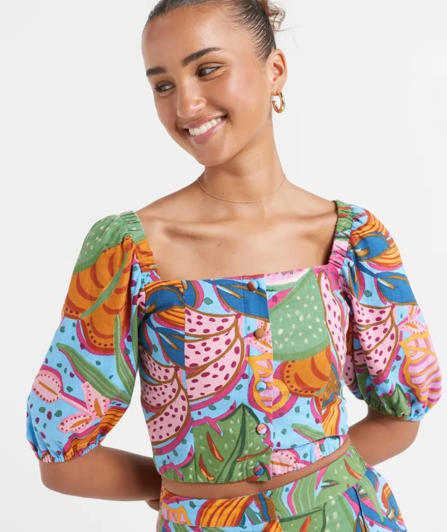 SOFIE PRINTED PUFF SLEEVE BLOUSE