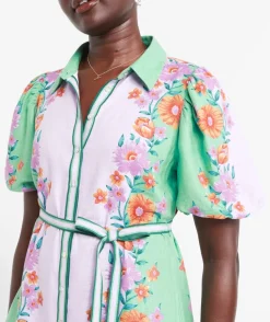 STELLA LINEN BLEND PRINTED MINI DRESS
