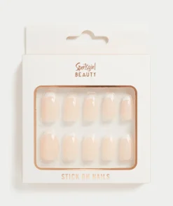 STICK ON NAILS - CLASSIC FRENCH SHORT COFFIN
