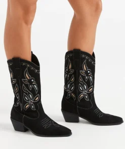 TAYLOR EMBROIDERED WESTERN BOOT - BLACK