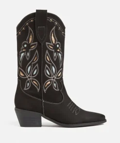 TAYLOR EMBROIDERED WESTERN BOOT - BLACK
