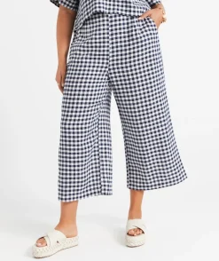 THE EUROPEAN LINEN BLEND GINGHAM CULOTTE