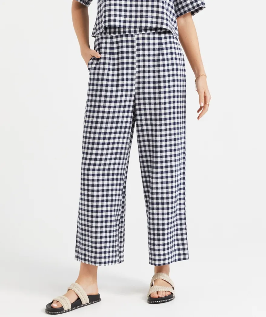 THE EUROPEAN LINEN BLEND GINGHAM CULOTTE