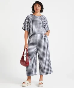 THE EUROPEAN LINEN BLEND GINGHAM CULOTTE