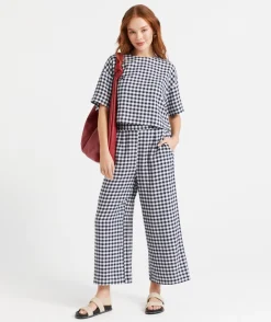 THE EUROPEAN LINEN BLEND GINGHAM CULOTTE