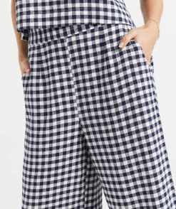 THE EUROPEAN LINEN BLEND GINGHAM CULOTTE