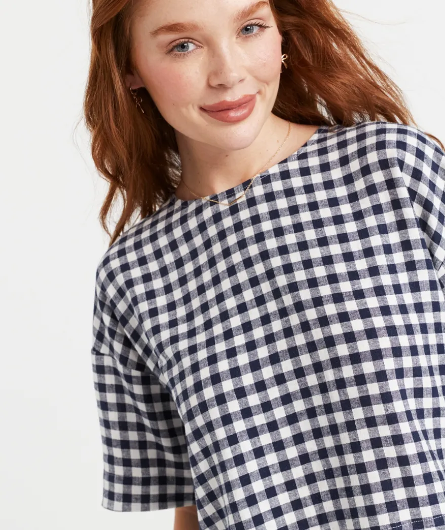THE EUROPEAN LINEN BLEND GINGHAM TEE