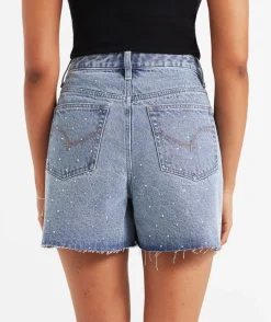 THE HIGH RELAXED EMBELLISHED DENIM SHORT