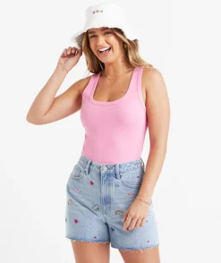 THE HIGH RELAXED EMBROIDERED DENIM SHORT