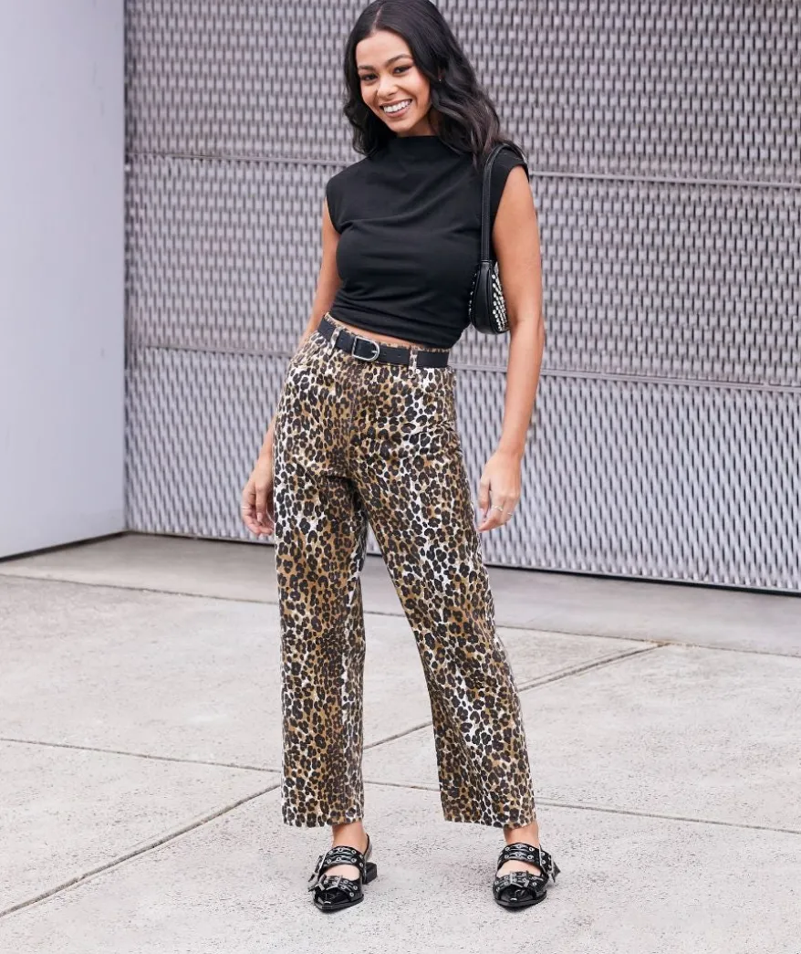 THE PRINTED CROP STRAIGHT DENIM JEAN