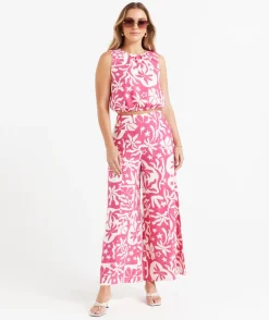 TORI LINEN BLEND BUBBLE HEM TOP