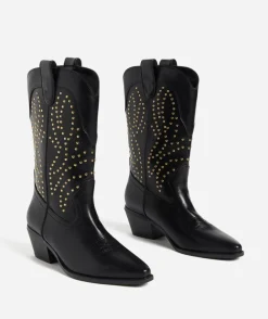 TYLA STUDDED BLACK COWBOY BOOT