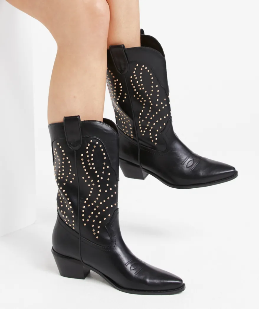TYLA STUDDED BLACK COWBOY BOOT