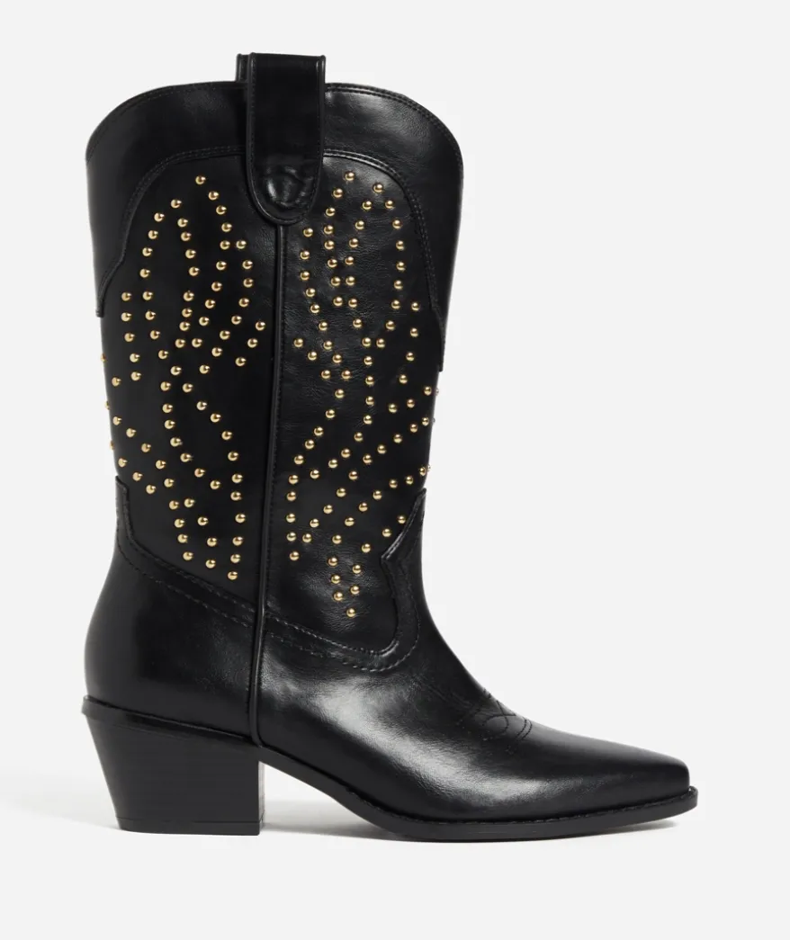 TYLA STUDDED BLACK COWBOY BOOT