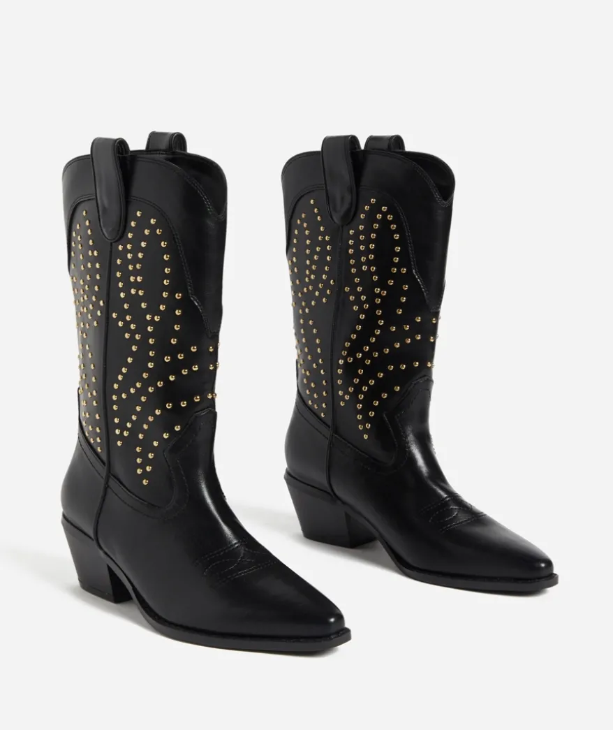 TYLA STUDDED BLACK COWBOY BOOT