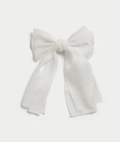 WHITE GLIMMER HAIR BOW