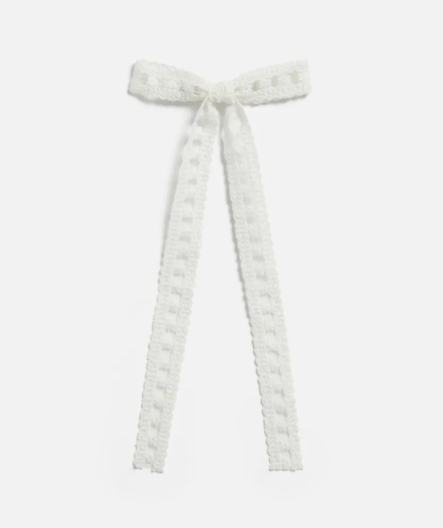 WHITE LACE HAIR BOW
