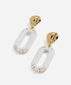 WHITE MOLTEN RAFFIA EARRING