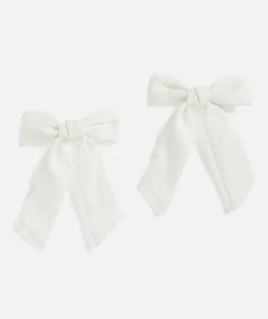 WHITE SATIN BOW 2 PACK
