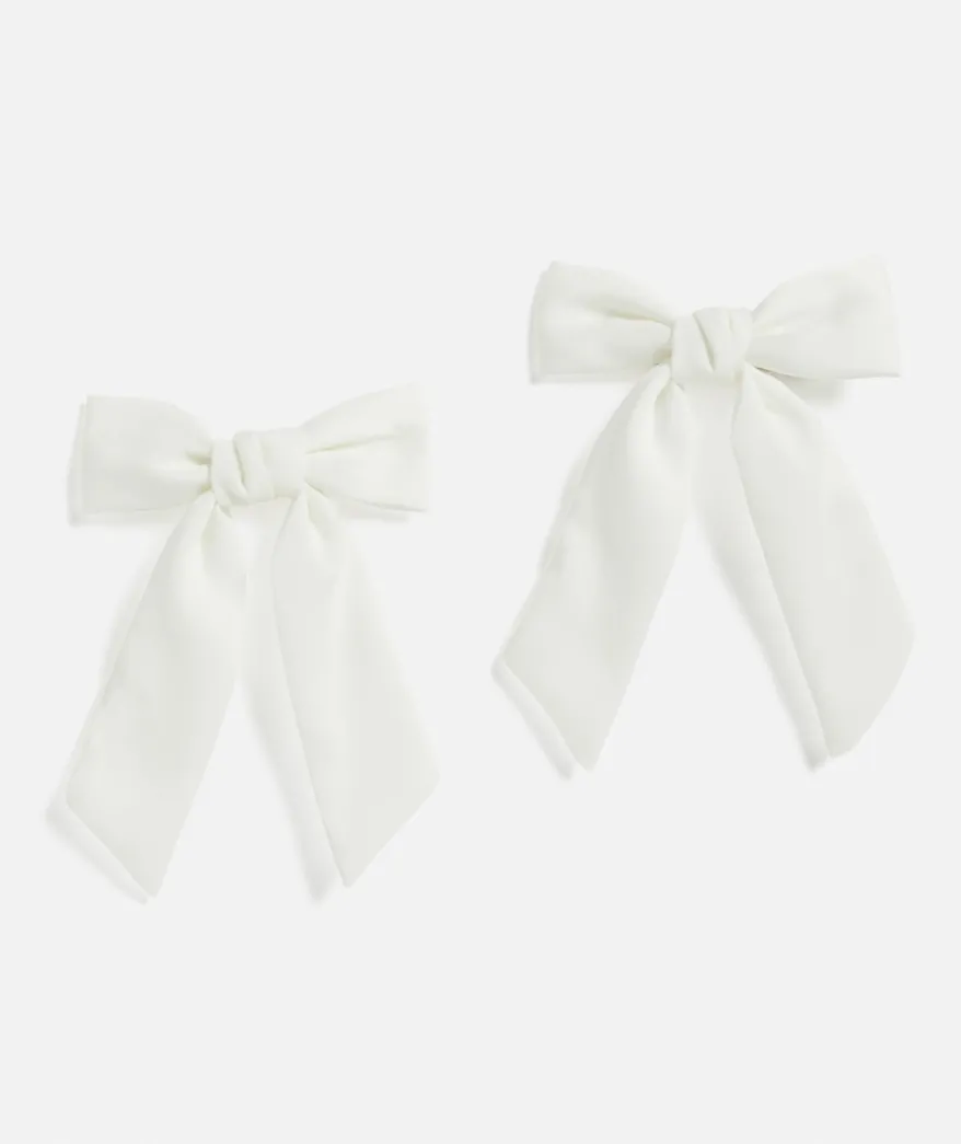 WHITE SATIN BOW 2 PACK
