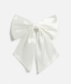 WHITE SOFT SATIN BOW CLIP