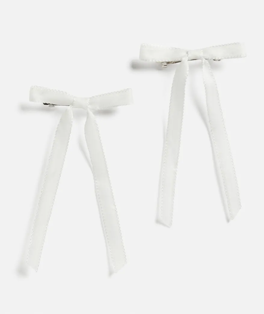 WHITE THIN SCALLOP HAIR BOW PACK