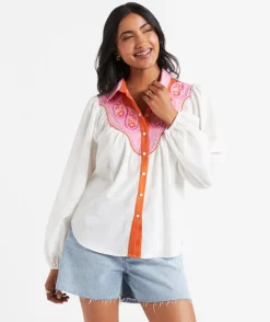 ZOE EMBELLISHED YOKE SHIRT