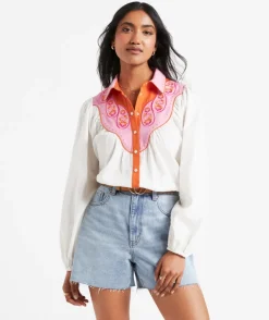 ZOE EMBELLISHED YOKE SHIRT
