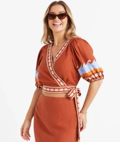 ZOFIA LINEN BLEND PRINTED TOP