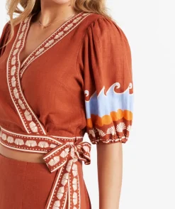 ZOFIA LINEN BLEND PRINTED TOP